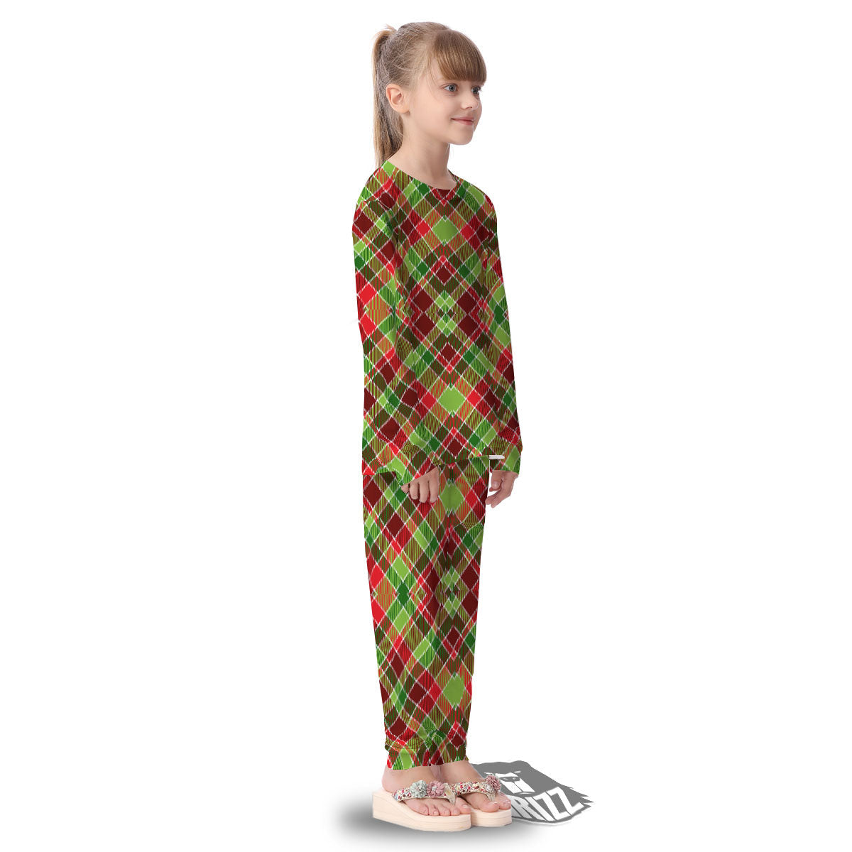 Plaid Merry Christmas Print Pattern Kid's Pajamas-grizzshop