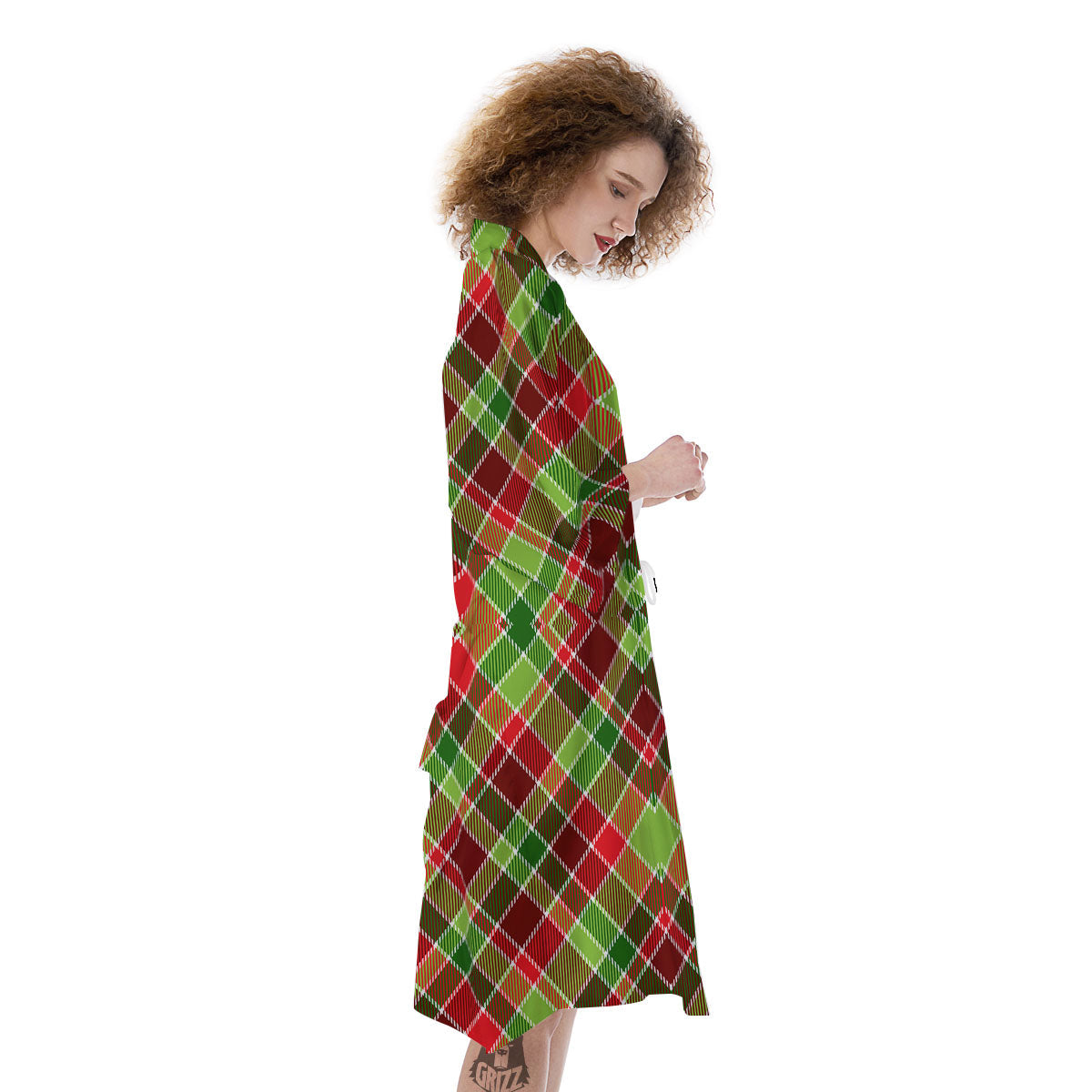 Plaid Merry Christmas Print Pattern Kimono-grizzshop