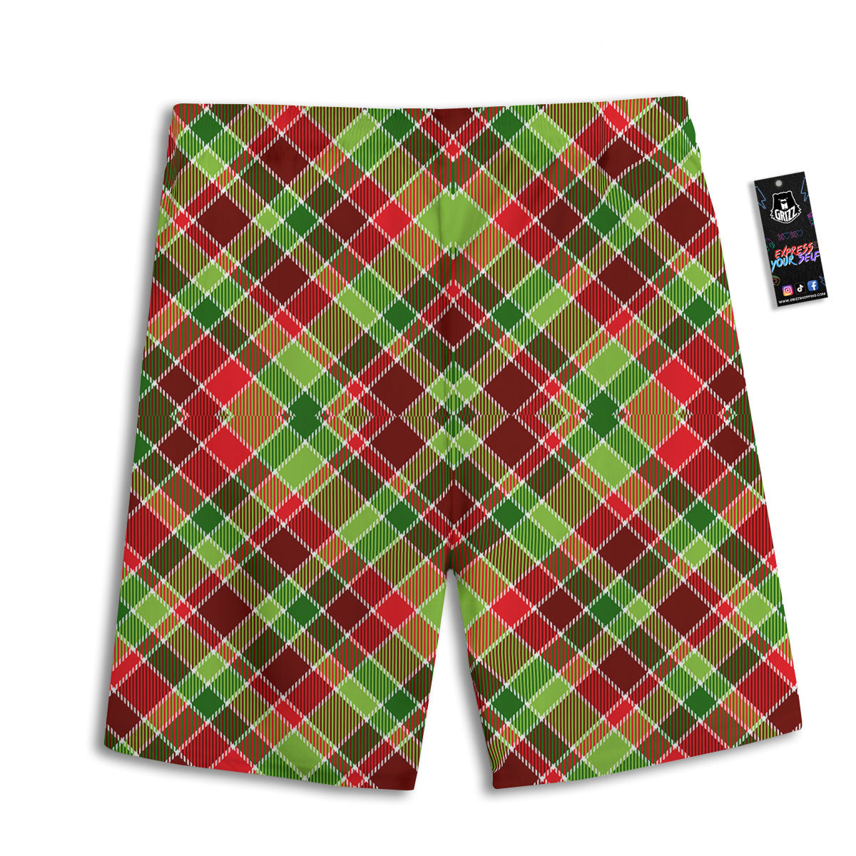 Plaid Merry Christmas Print Pattern Men's Athletic Shorts