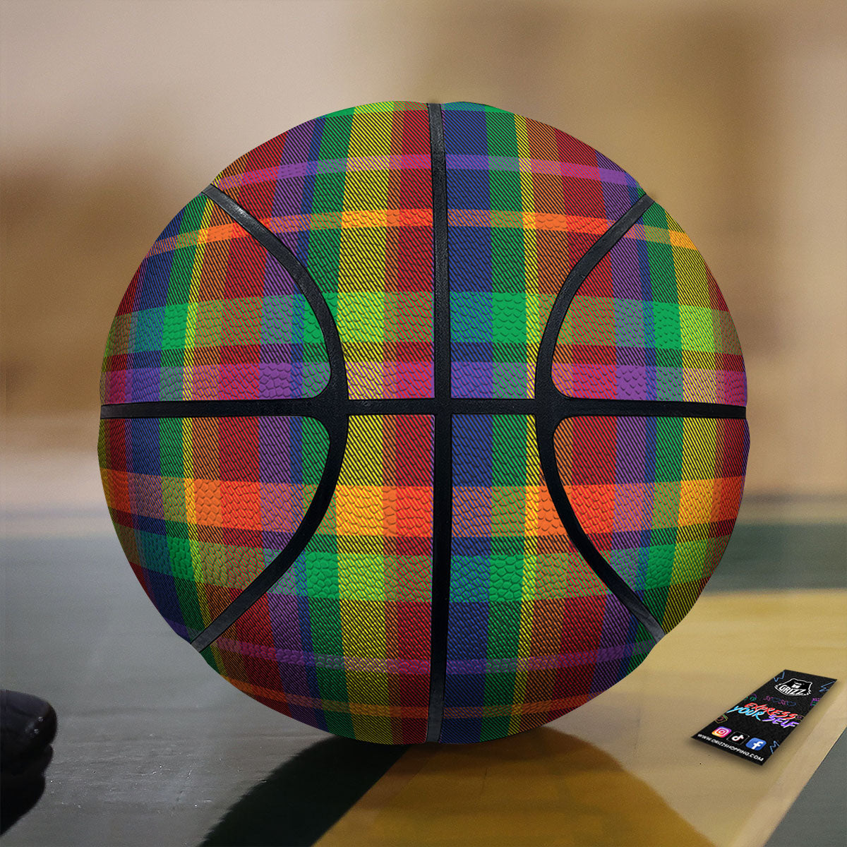 Plaid Rainbow Print Pattern Basketball-grizzshop