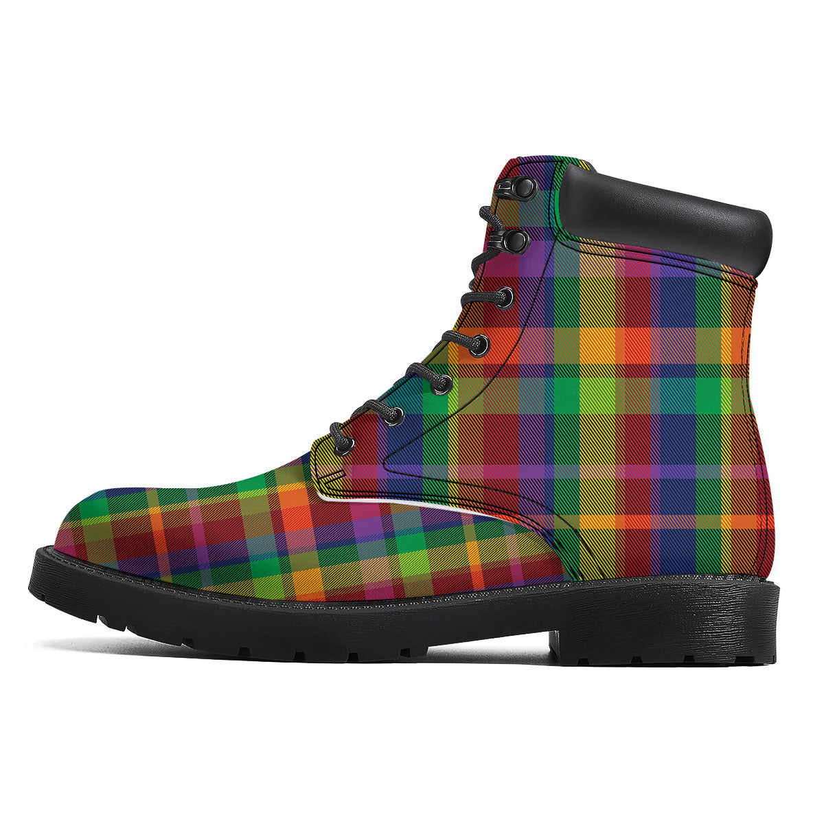 Plaid Rainbow Print Pattern Boots-grizzshop