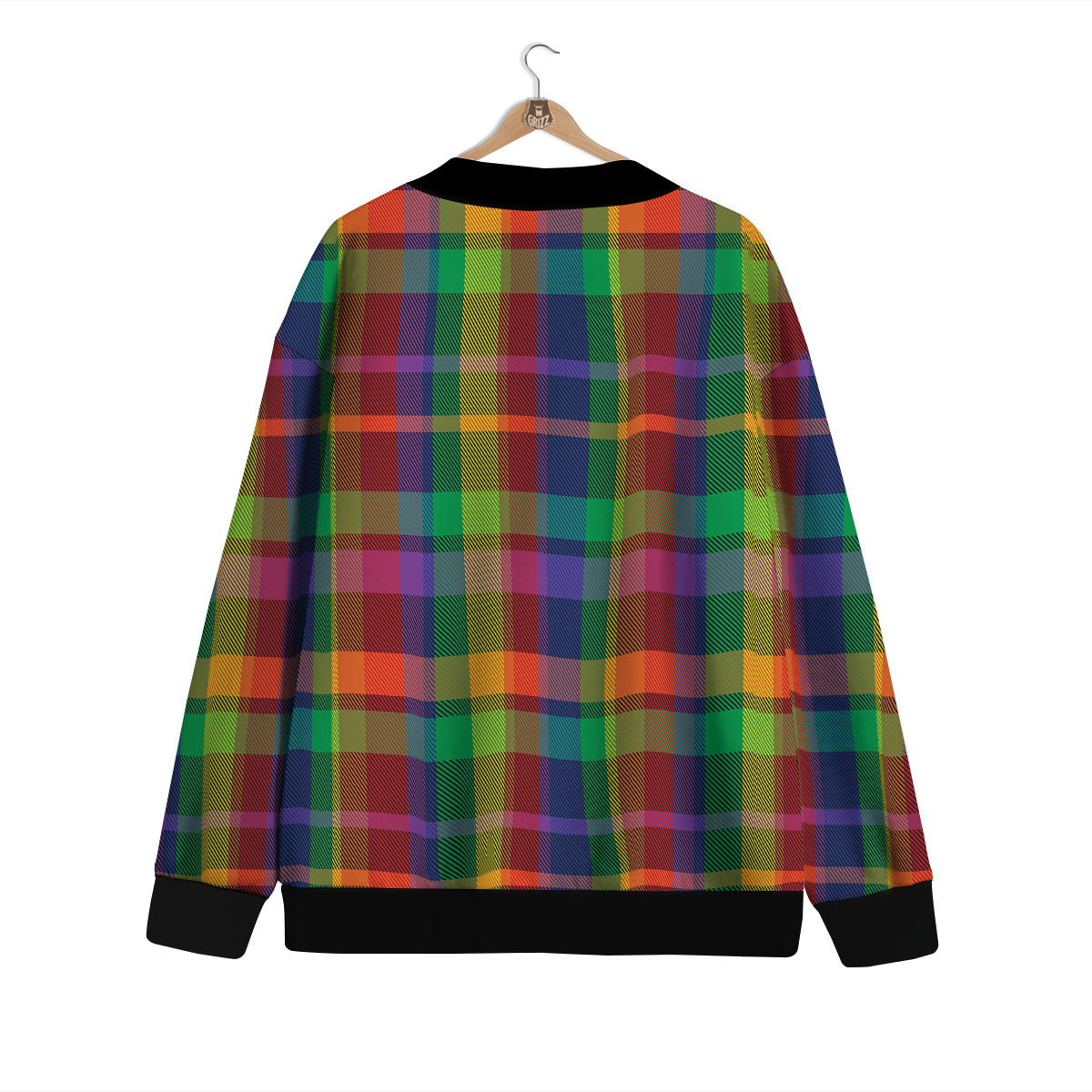 Plaid Rainbow Print Pattern Cardigan-grizzshop