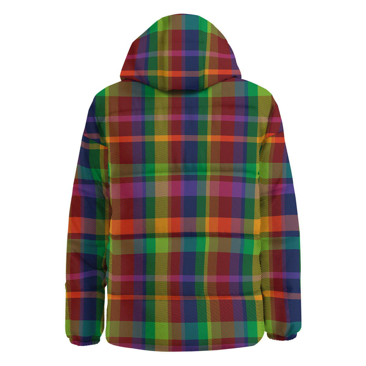 Plaid Rainbow Print Pattern Down Jacket-grizzshop