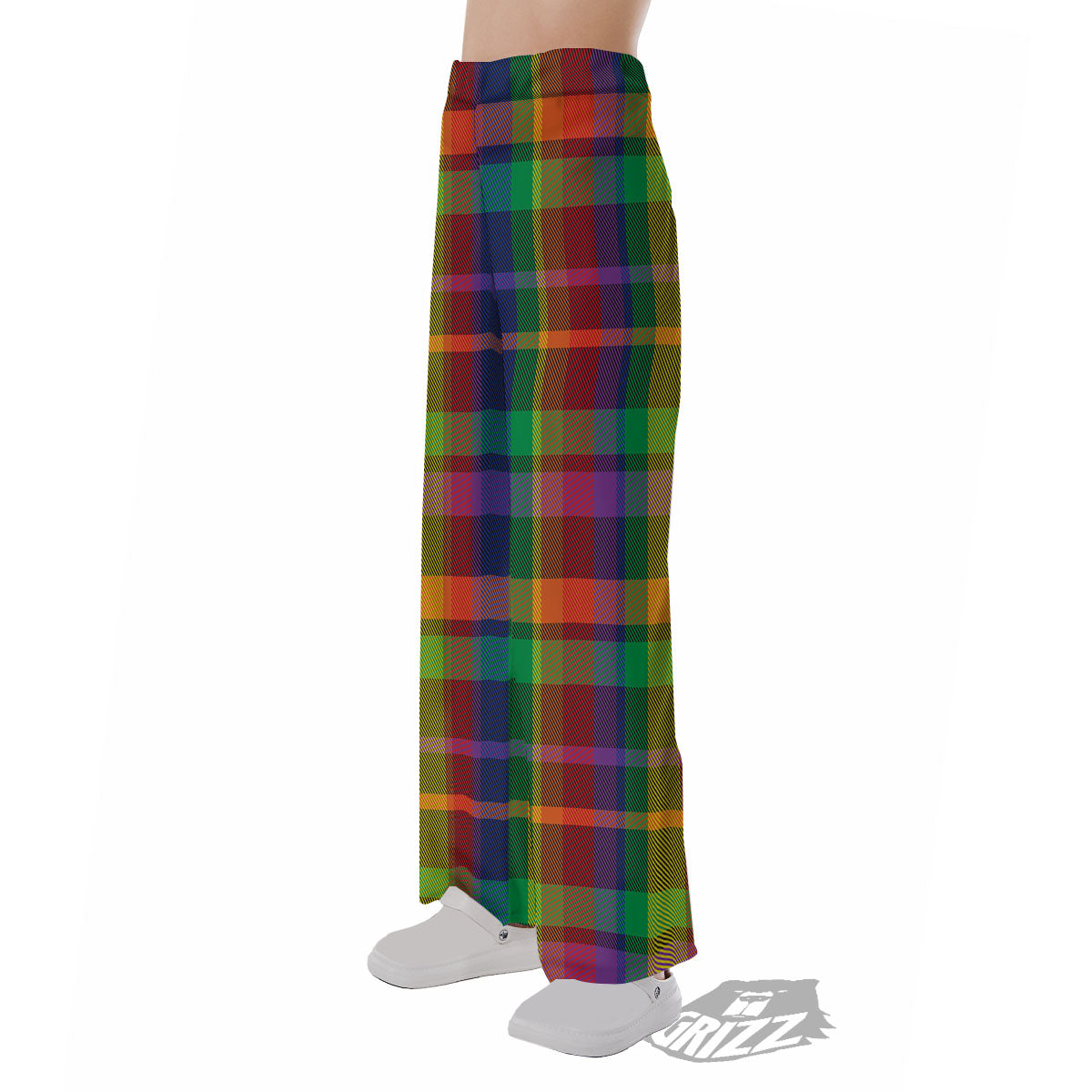 Plaid Rainbow Print Pattern Pajama Pants-grizzshop