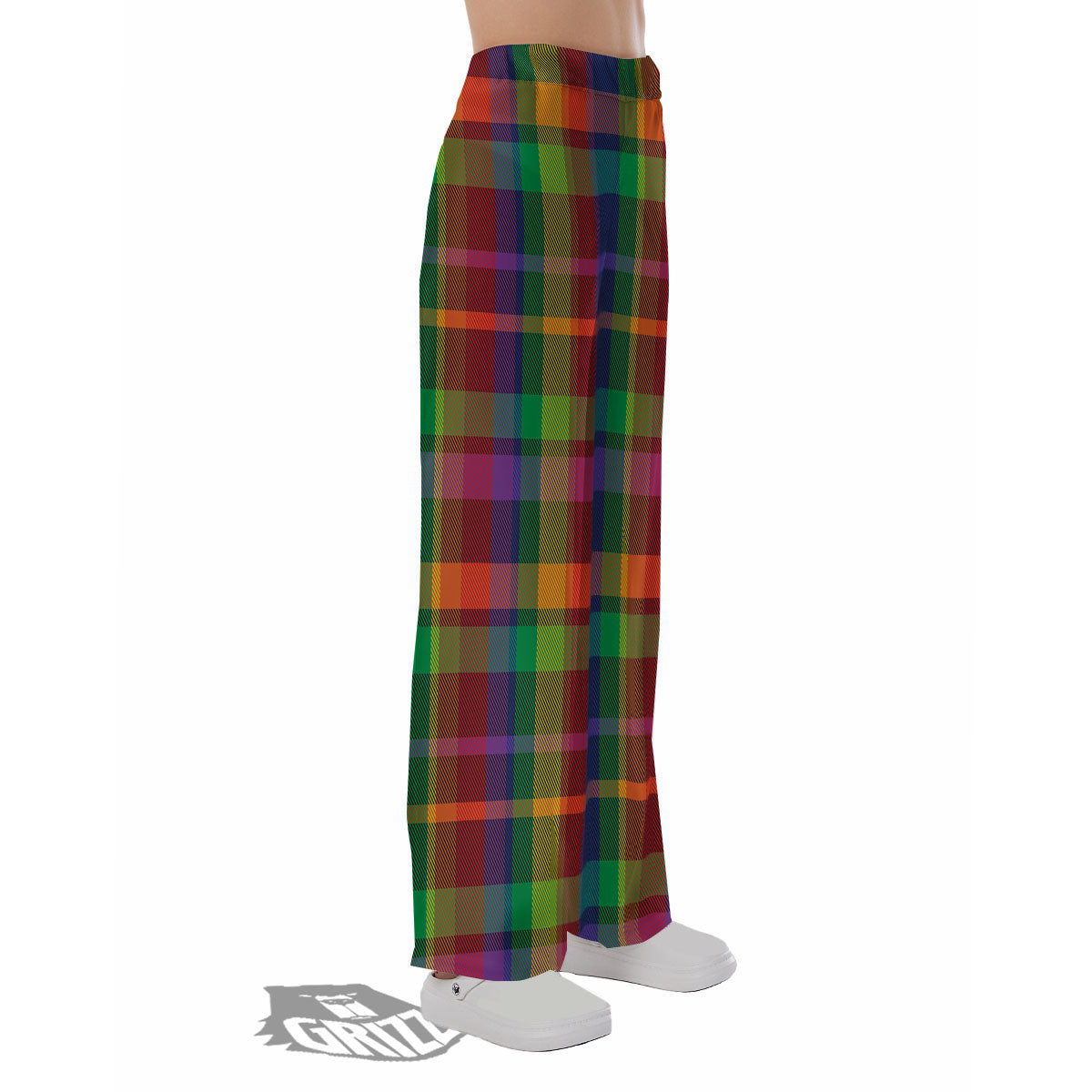 Plaid Rainbow Print Pattern Pajama Pants-grizzshop