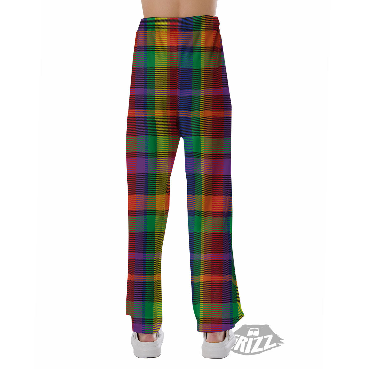 Plaid Rainbow Print Pattern Pajama Pants-grizzshop