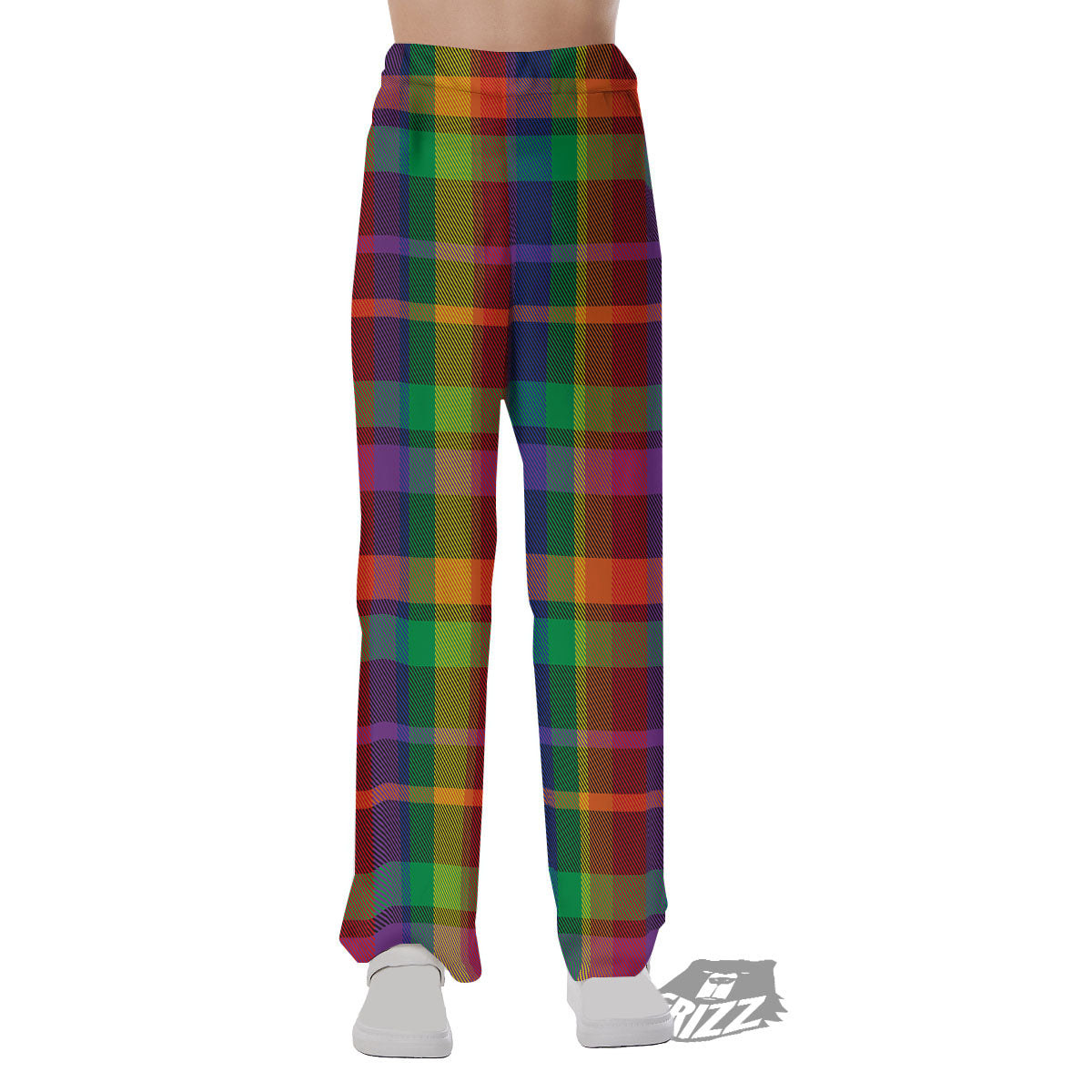 Plaid Rainbow Print Pattern Pajama Pants-grizzshop
