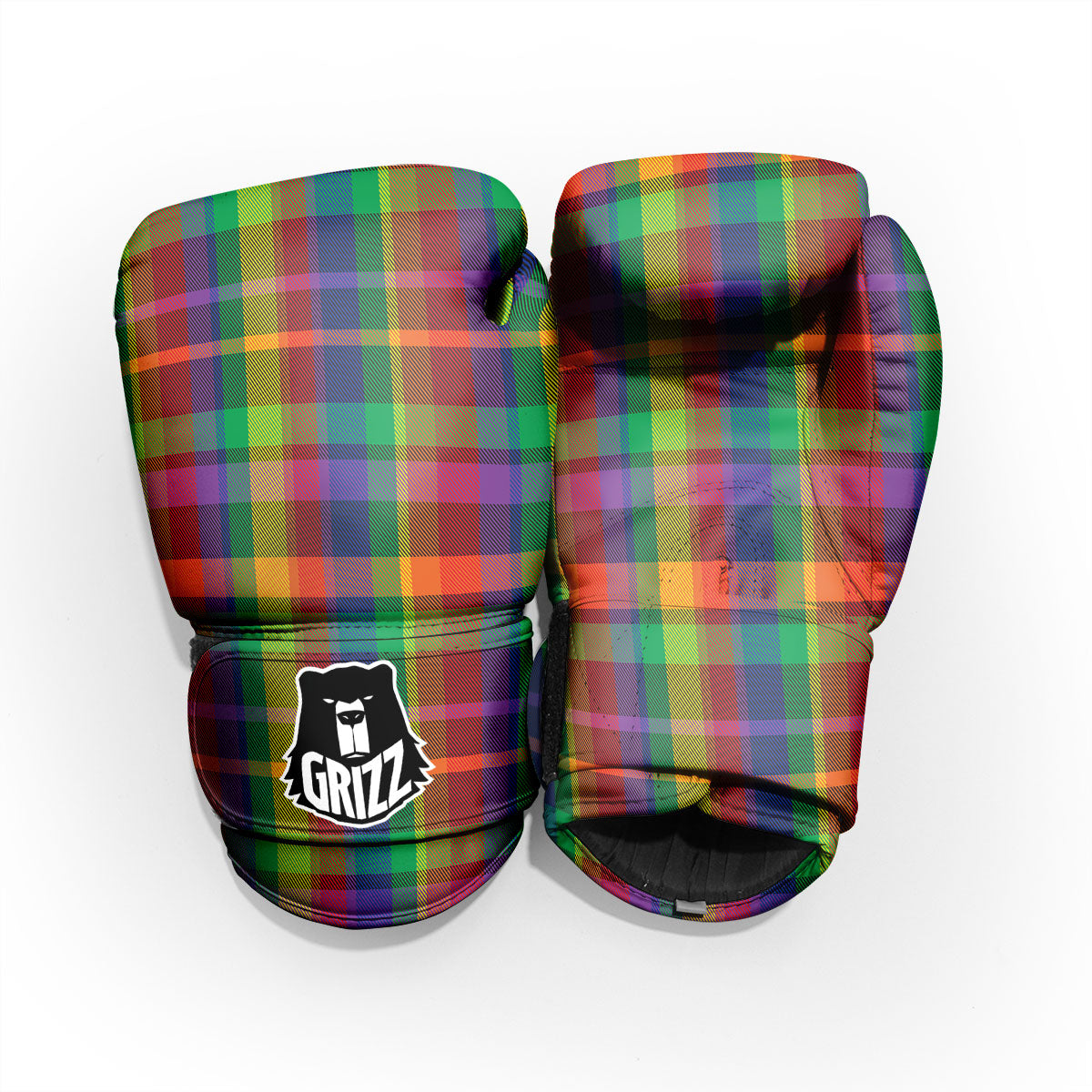 Plaid Rainbow Print Pattern Pro Boxing Glove
