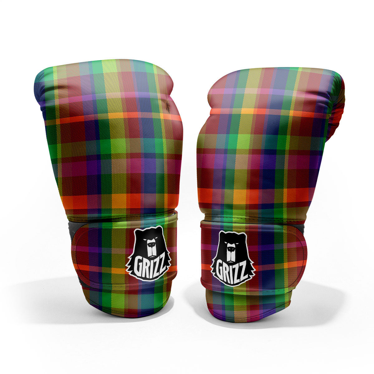 Plaid Rainbow Print Pattern Pro Boxing Glove