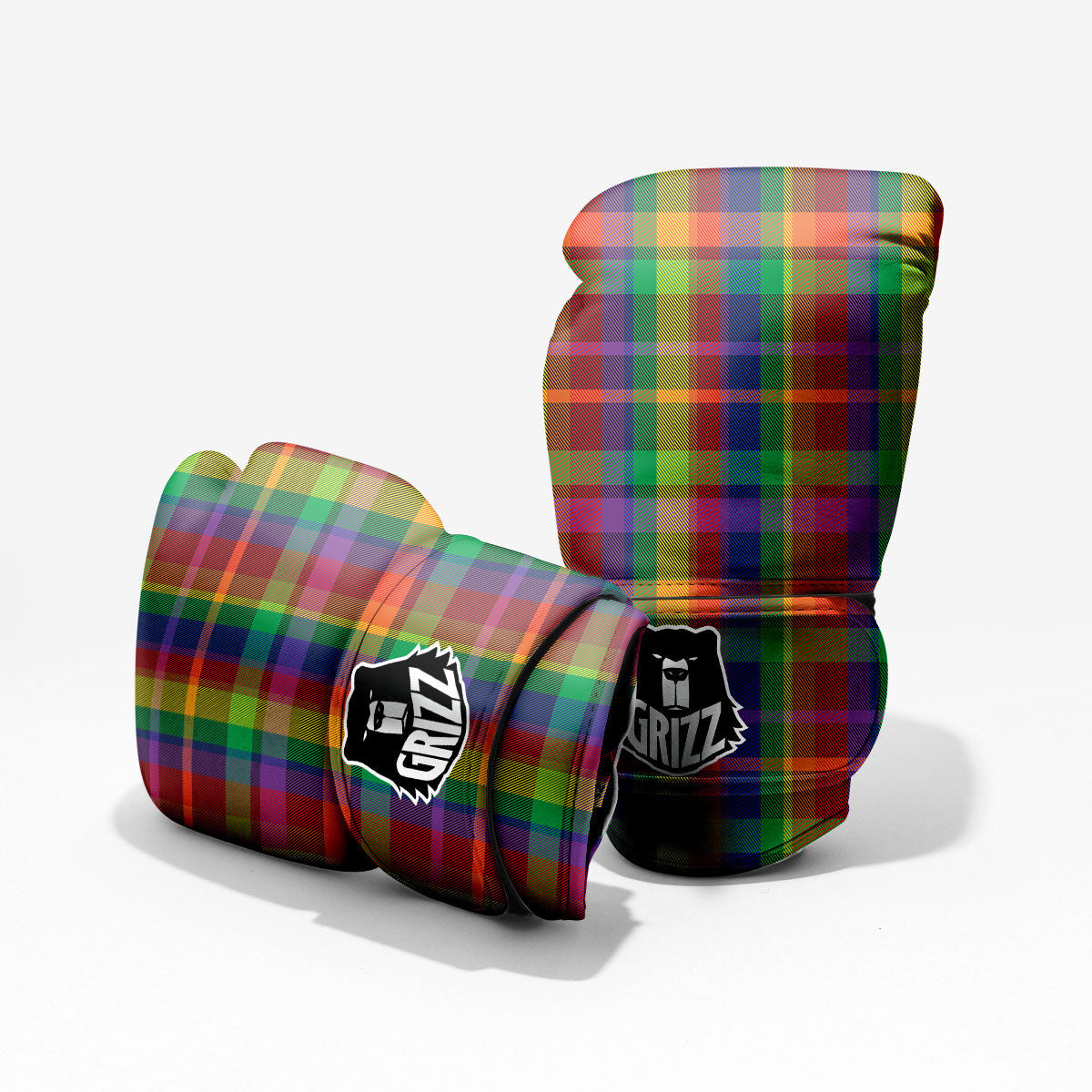 Plaid Rainbow Print Pattern Pro Boxing Glove