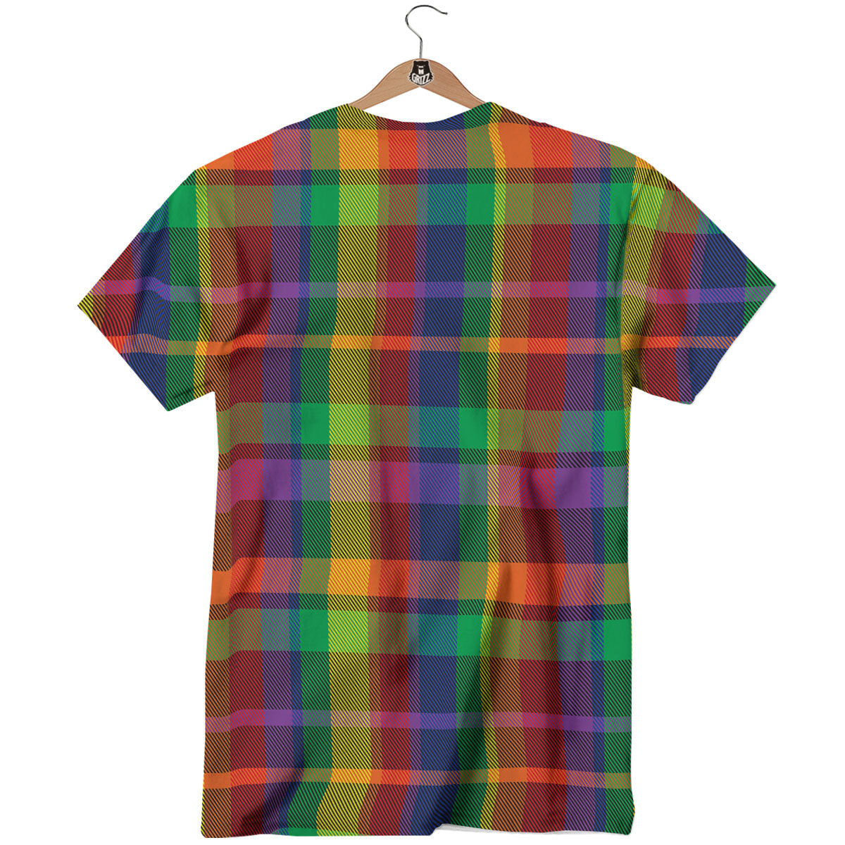 Plaid Rainbow Print Pattern T-Shirt-grizzshop