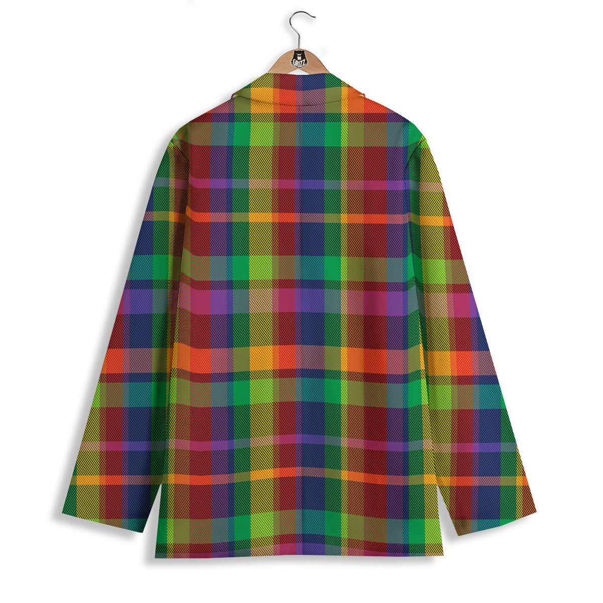 Plaid Rainbow Print Pattern Women's Blazer-grizzshop