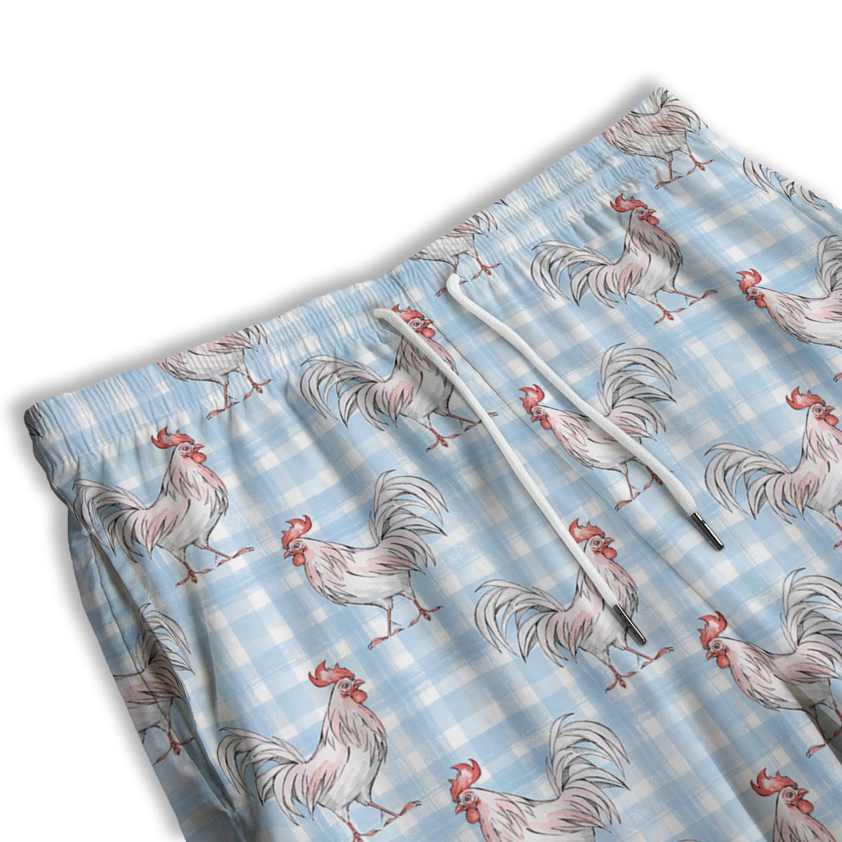 Plaid Rooster Print Pattern Men's Athletic Shorts