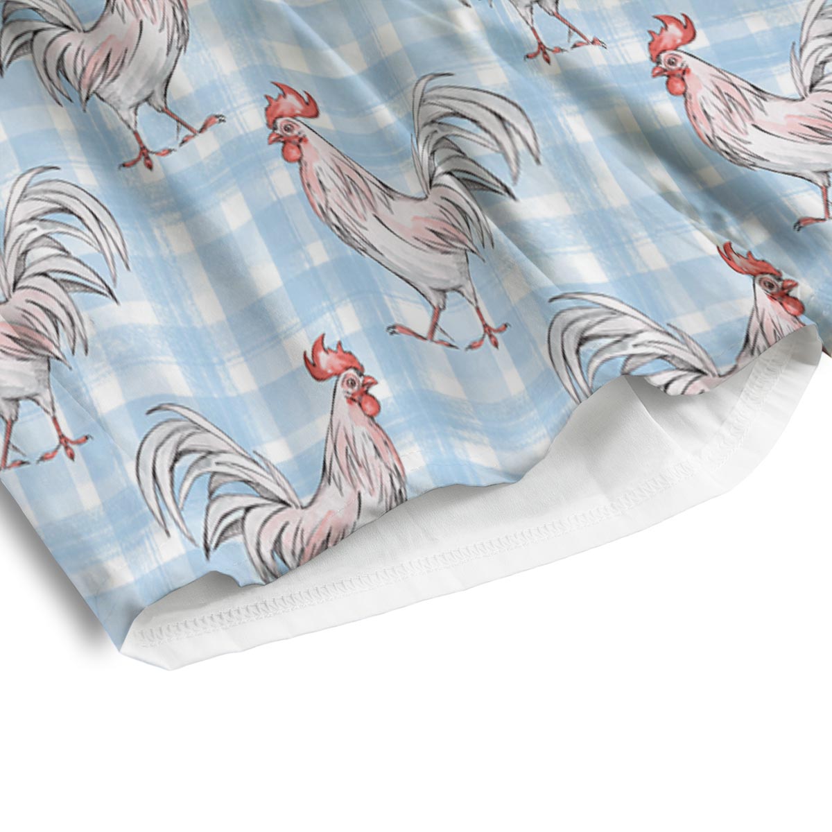 Plaid Rooster Print Pattern Men's Athletic Shorts