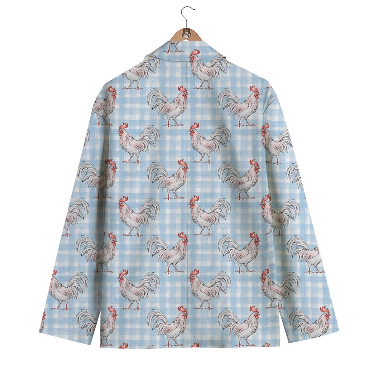 Plaid Rooster Print Pattern Men's Blazer-grizzshop