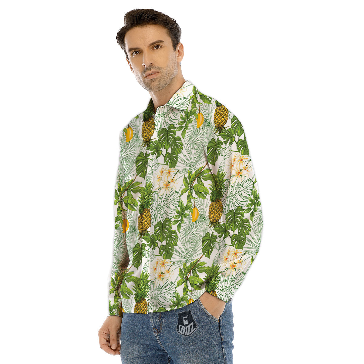 Plaid Rooster Print Pattern Men's Dress Shirts-grizzshop