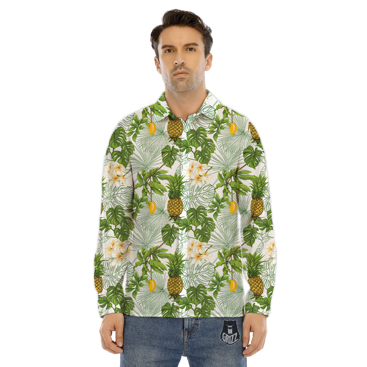 Plaid Rooster Print Pattern Men's Dress Shirts-grizzshop