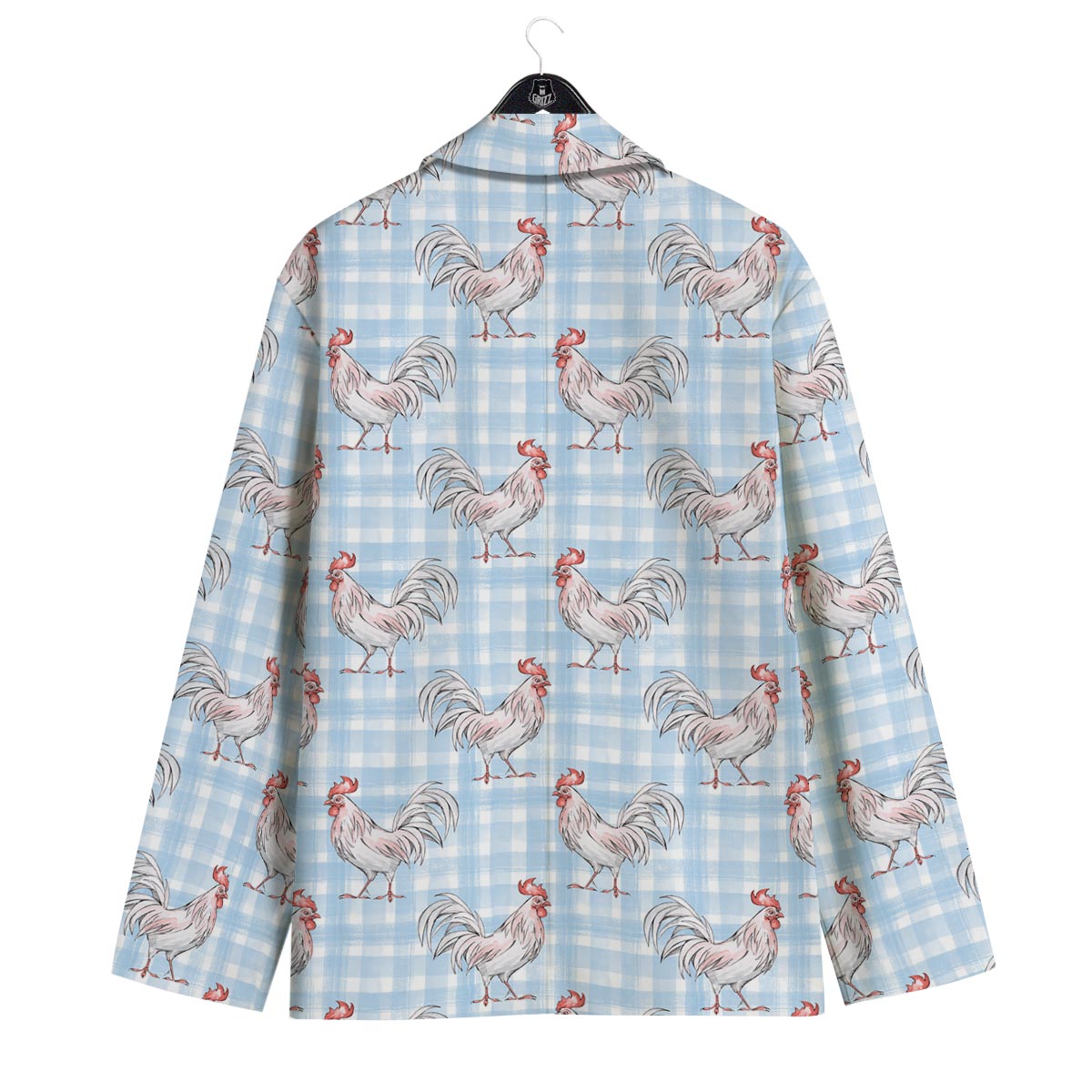 Plaid Rooster Print Pattern Men's Sport Coat-grizzshop