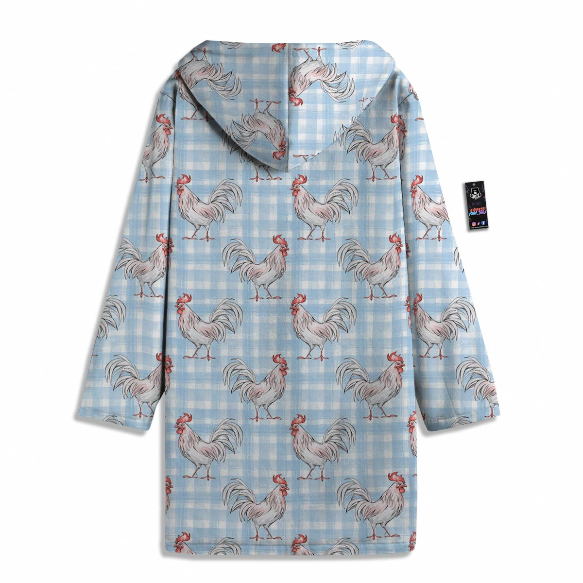 Plaid Rooster Print Pattern Men's Windbreaker Jacket-grizzshop