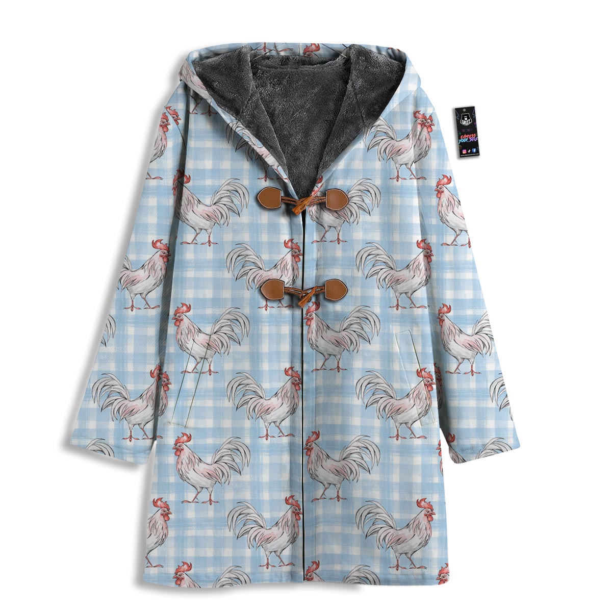 Plaid Rooster Print Pattern Men's Windbreaker Jacket-grizzshop