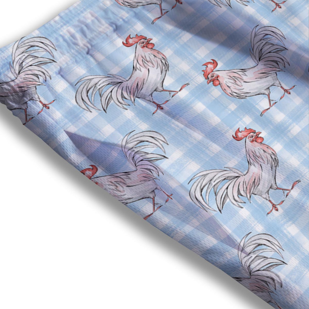 Plaid Rooster Print Pattern Mesh Shorts