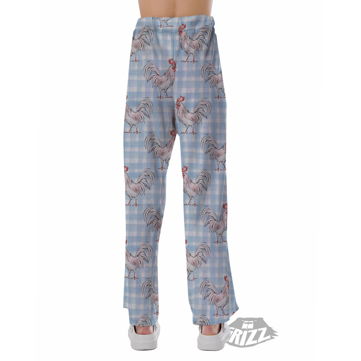 Plaid Rooster Print Pattern Pajama Pants-grizzshop