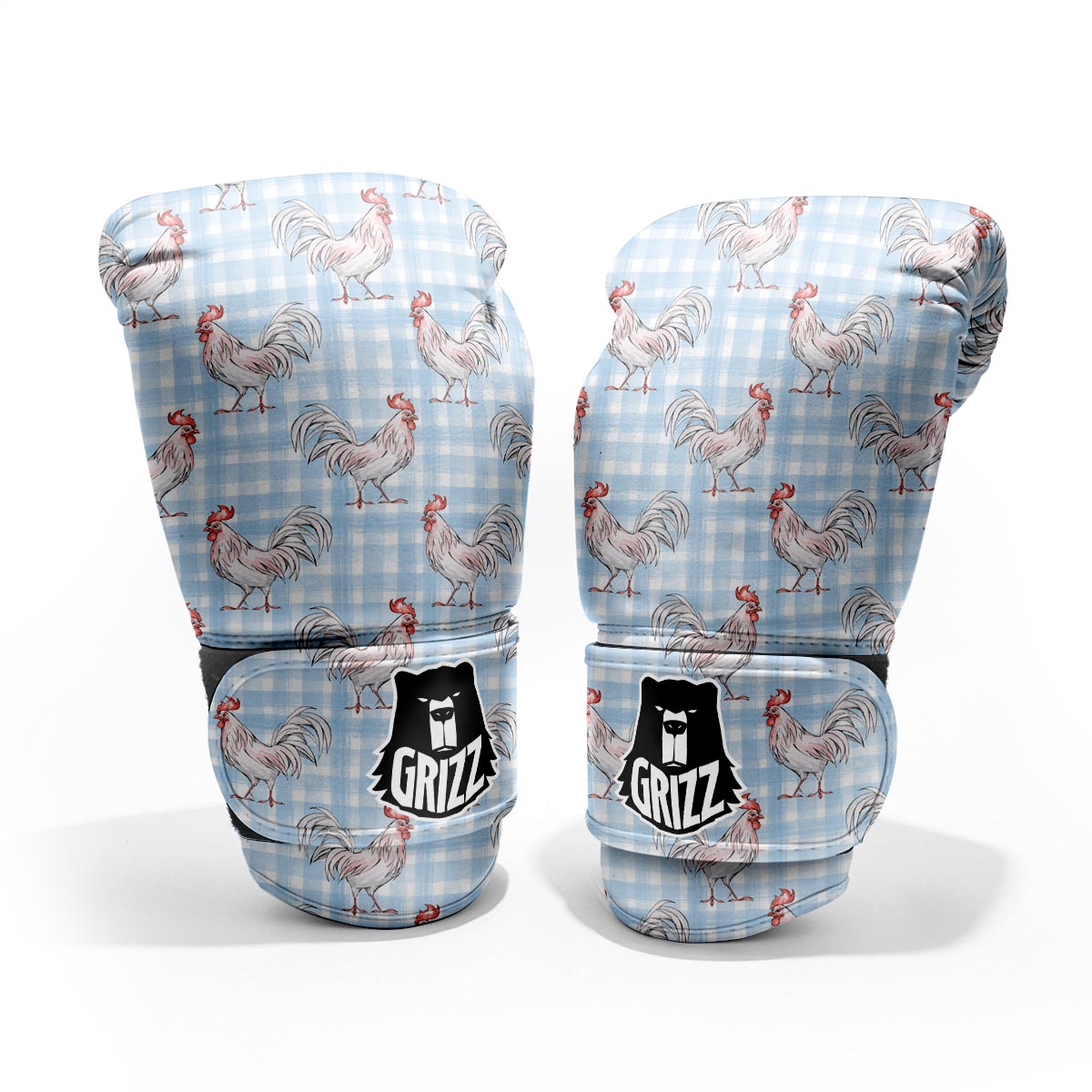 Plaid Rooster Print Pattern Pro Boxing Glove