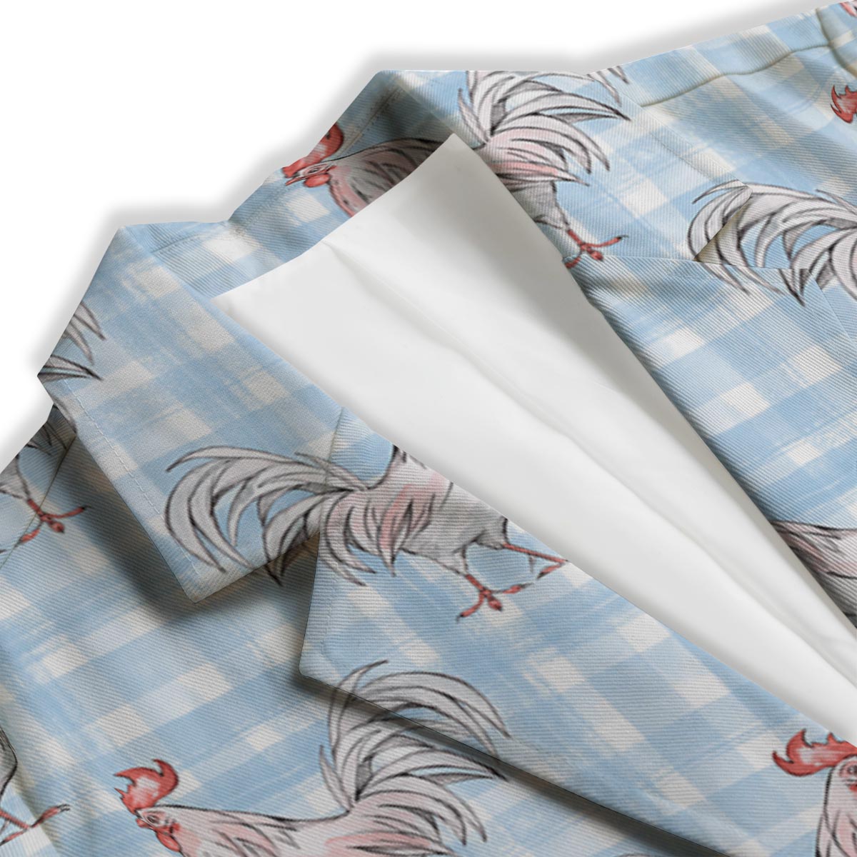 Plaid Rooster Print Pattern Women's Blazer-grizzshop