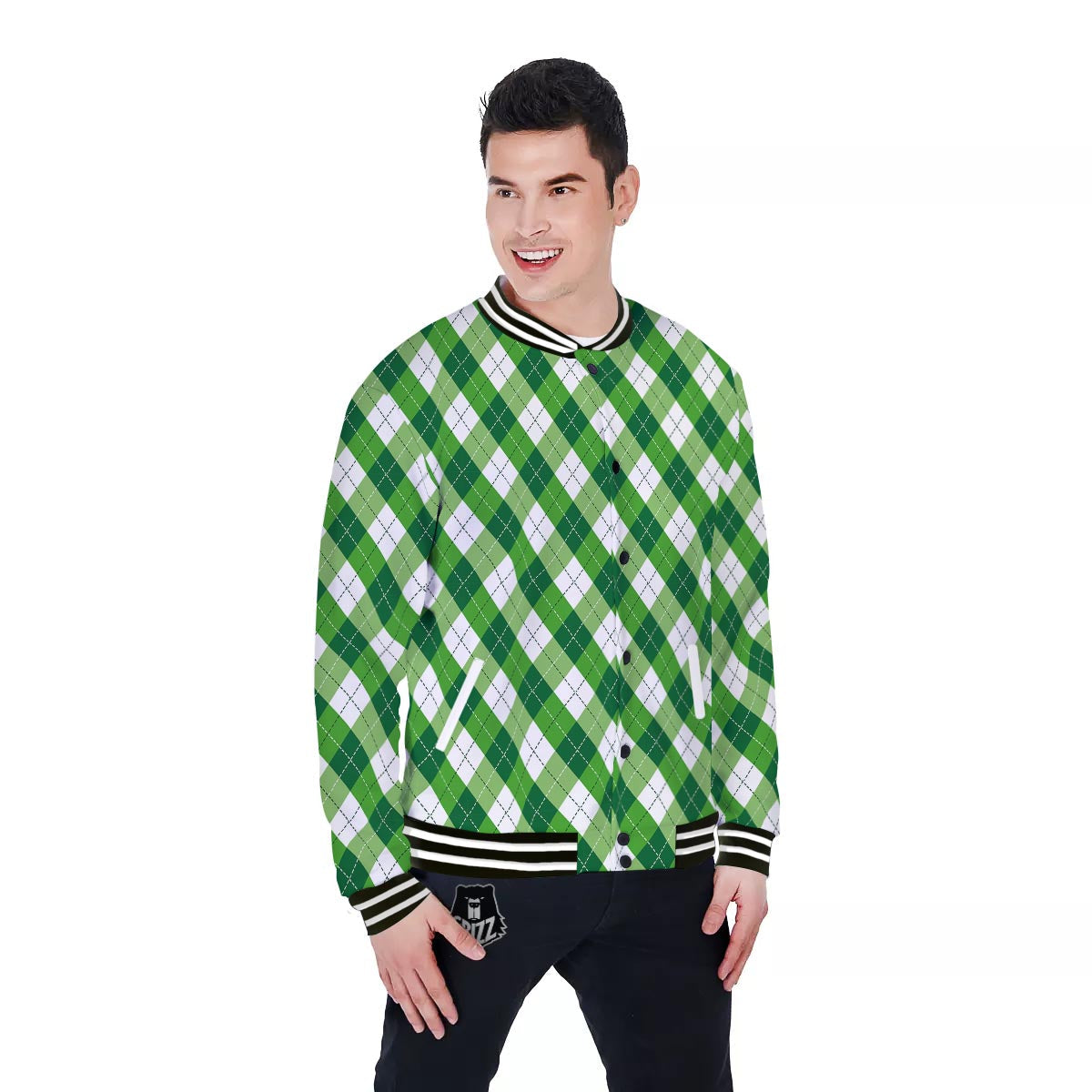 Plaid Saint Patrick's Day Print Pattern Baseball Jacket-grizzshop