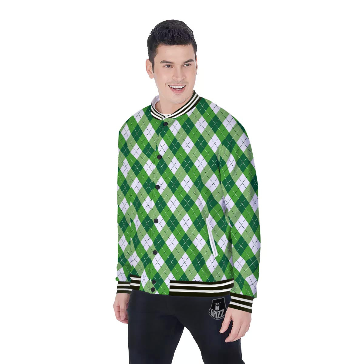 Plaid Saint Patrick's Day Print Pattern Baseball Jacket-grizzshop