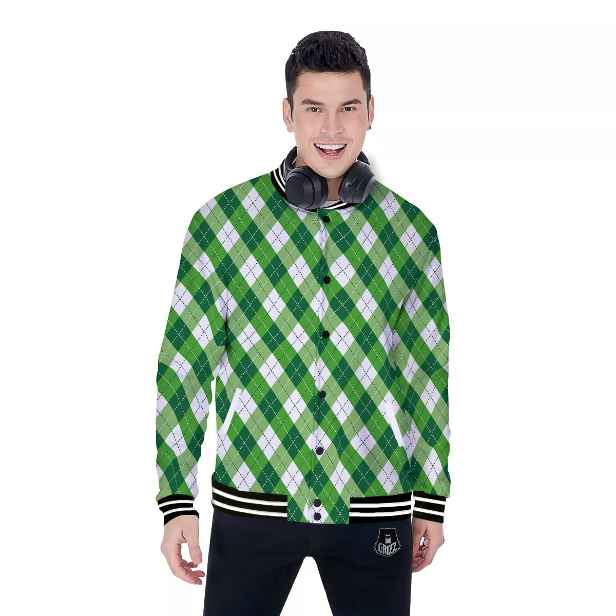 Plaid Saint Patrick's Day Print Pattern Baseball Jacket-grizzshop