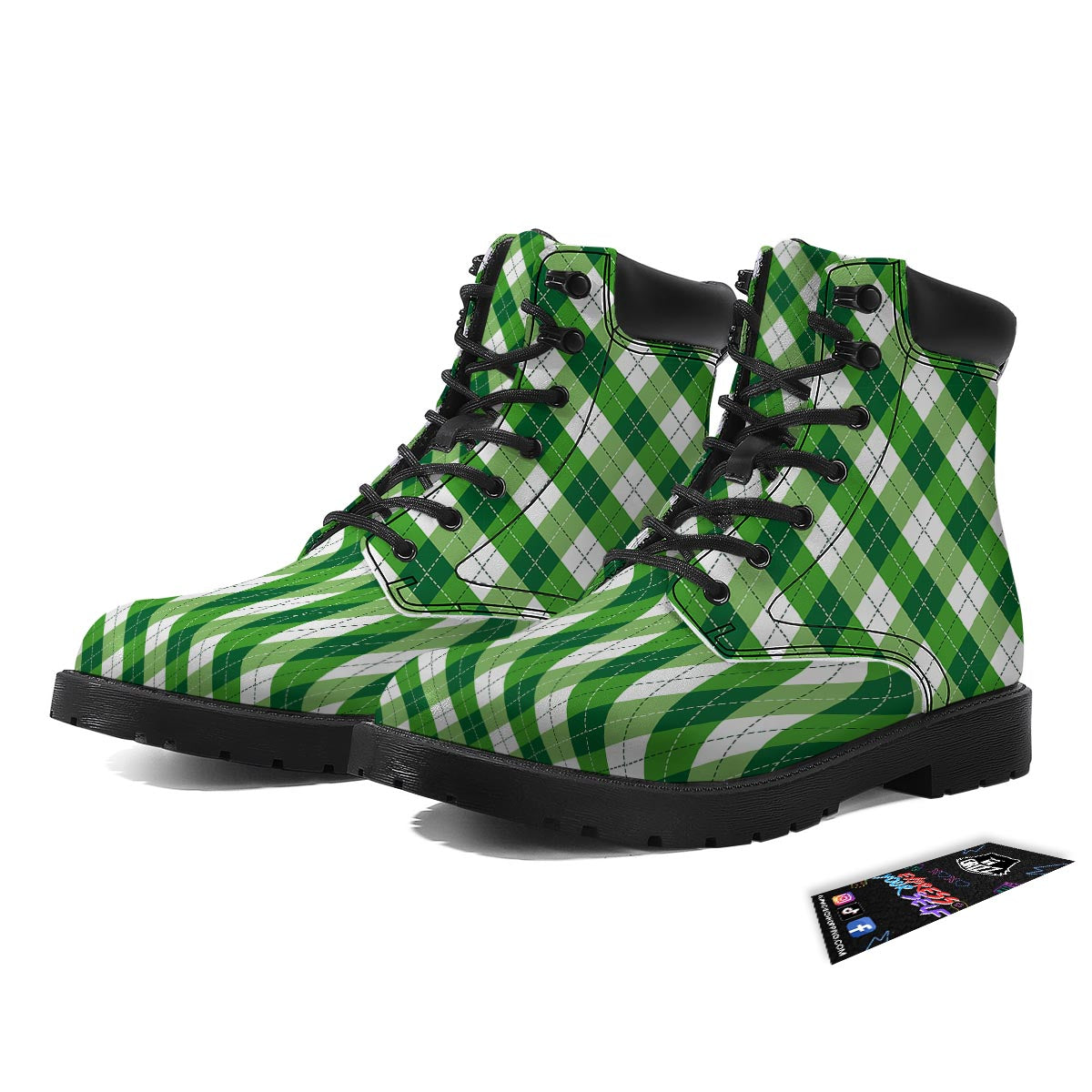 Plaid Saint Patrick's Day Print Pattern Boots-grizzshop