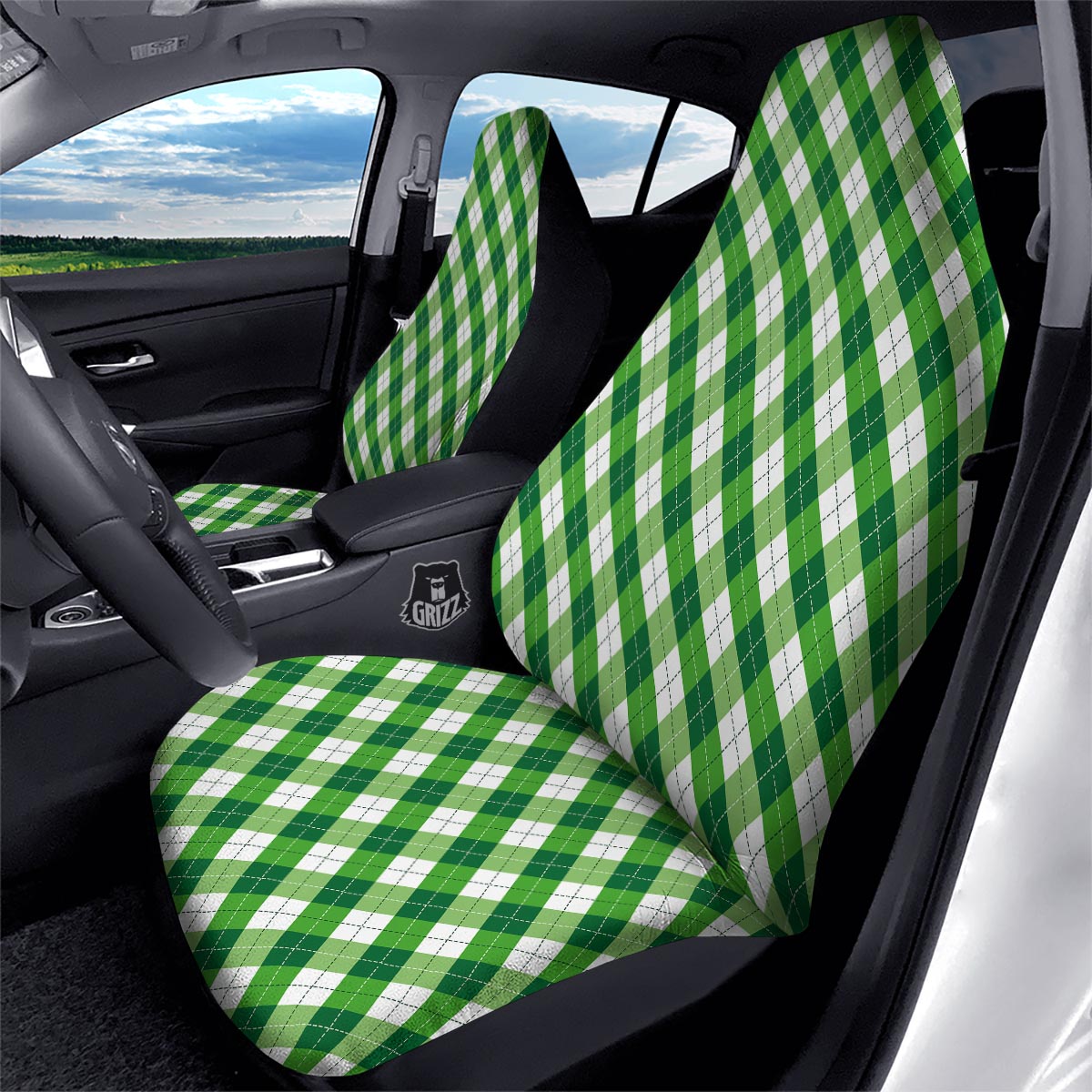 Plaid Saint Patrick's Day Print Pattern Car Seat Covers-grizzshop