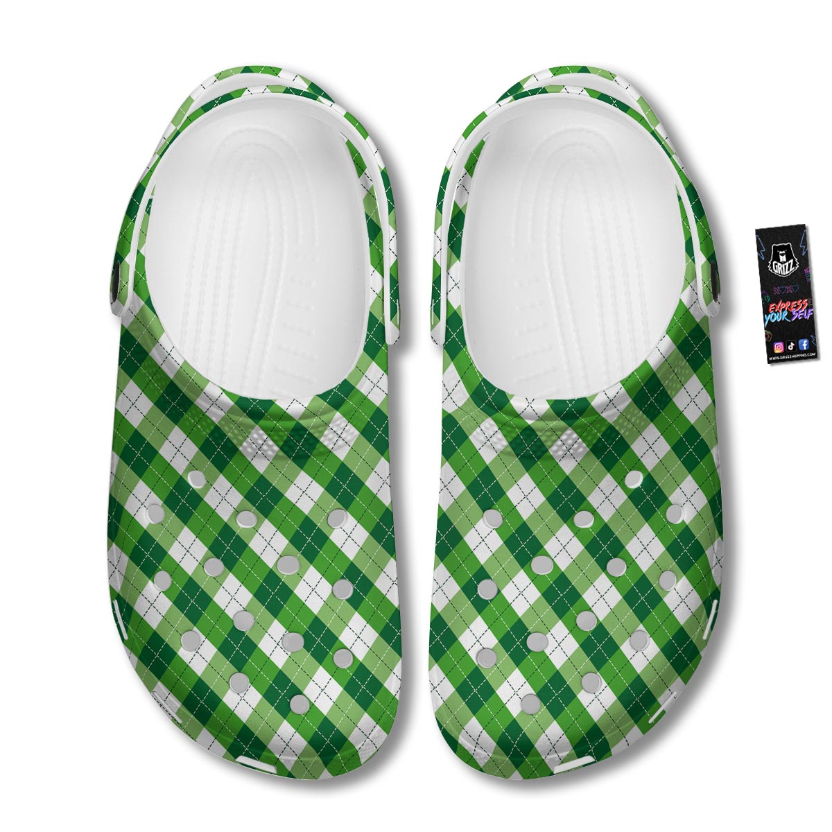 Plaid Saint Patrick's Day Print Pattern Clog-grizzshop