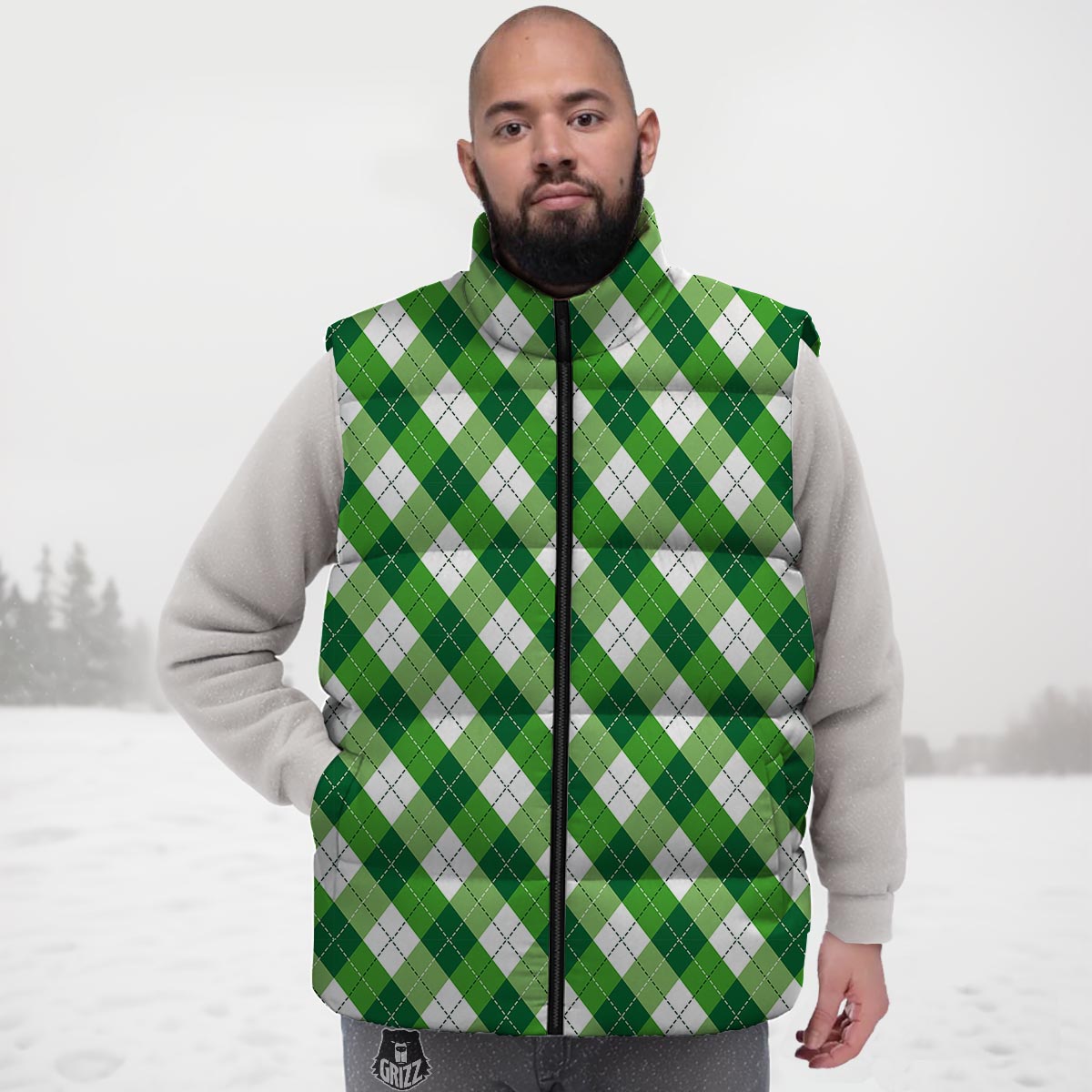 Plaid Saint Patrick's Day Print Pattern Down Vest