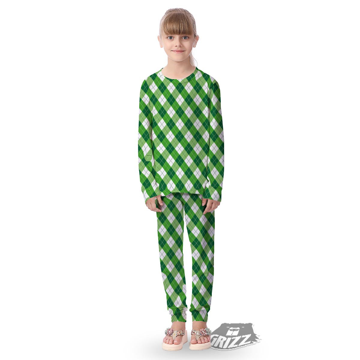 Plaid Saint Patrick's Day Print Pattern Kid's Pajamas-grizzshop