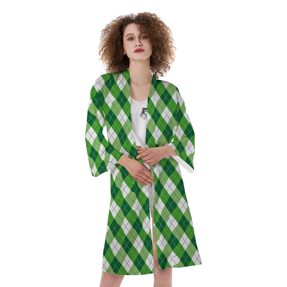 Plaid Saint Patrick's Day Print Pattern Kimono-grizzshop