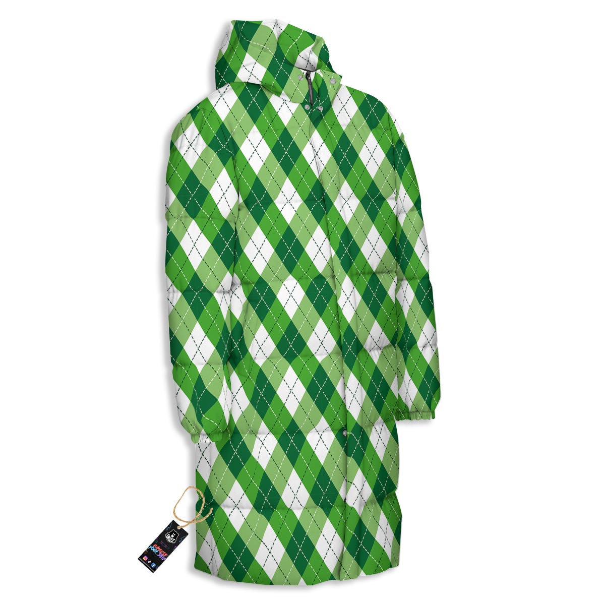 Plaid Saint Patrick's Day Print Pattern Long Down Jacket-grizzshop