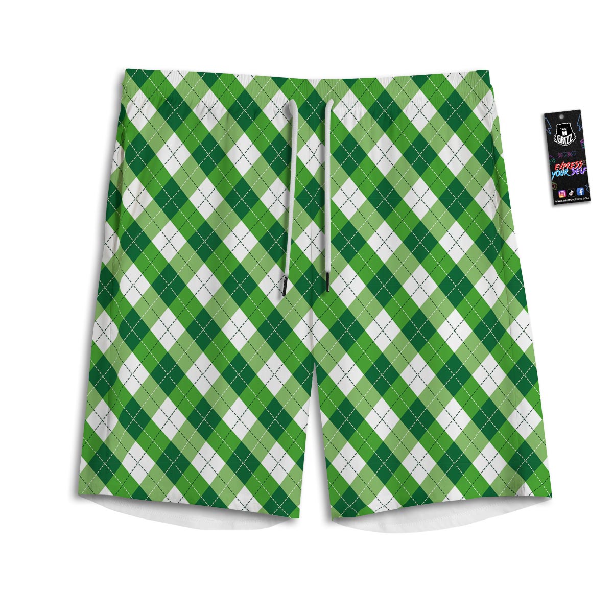 Plaid Saint Patrick's Day Print Pattern Men's Athletic Shorts