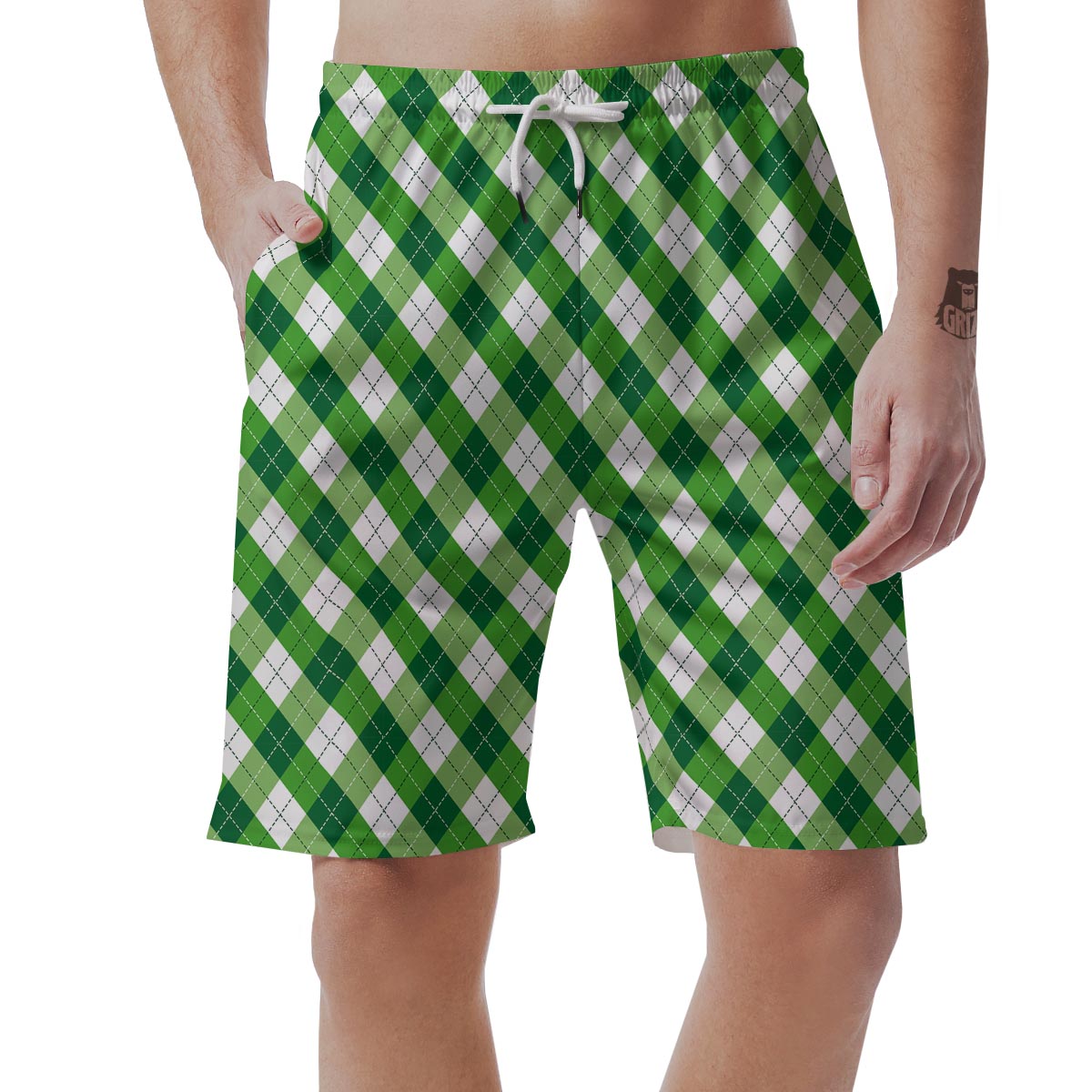 Plaid Saint Patrick's Day Print Pattern Men's Shorts-grizzshop