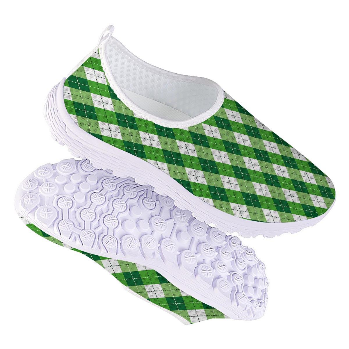 Plaid Saint Patrick's Day Print Pattern Nurse Shoes-grizzshop