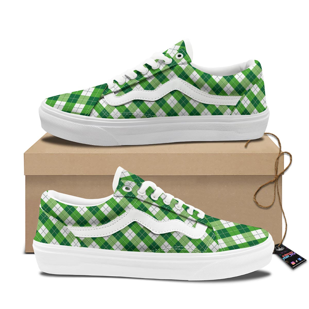 Plaid Saint Patrick's Day Print Pattern Skate Shoes-grizzshop