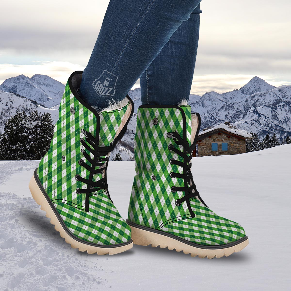 Plaid Saint Patrick's Day Print Pattern Snow Boots-grizzshop