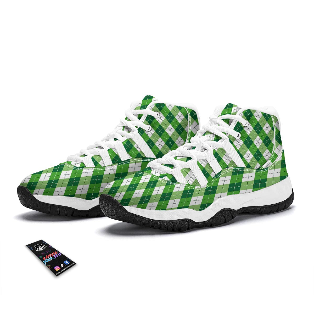 Plaid Saint Patrick's Day Print Pattern White Bball Shoes-grizzshop