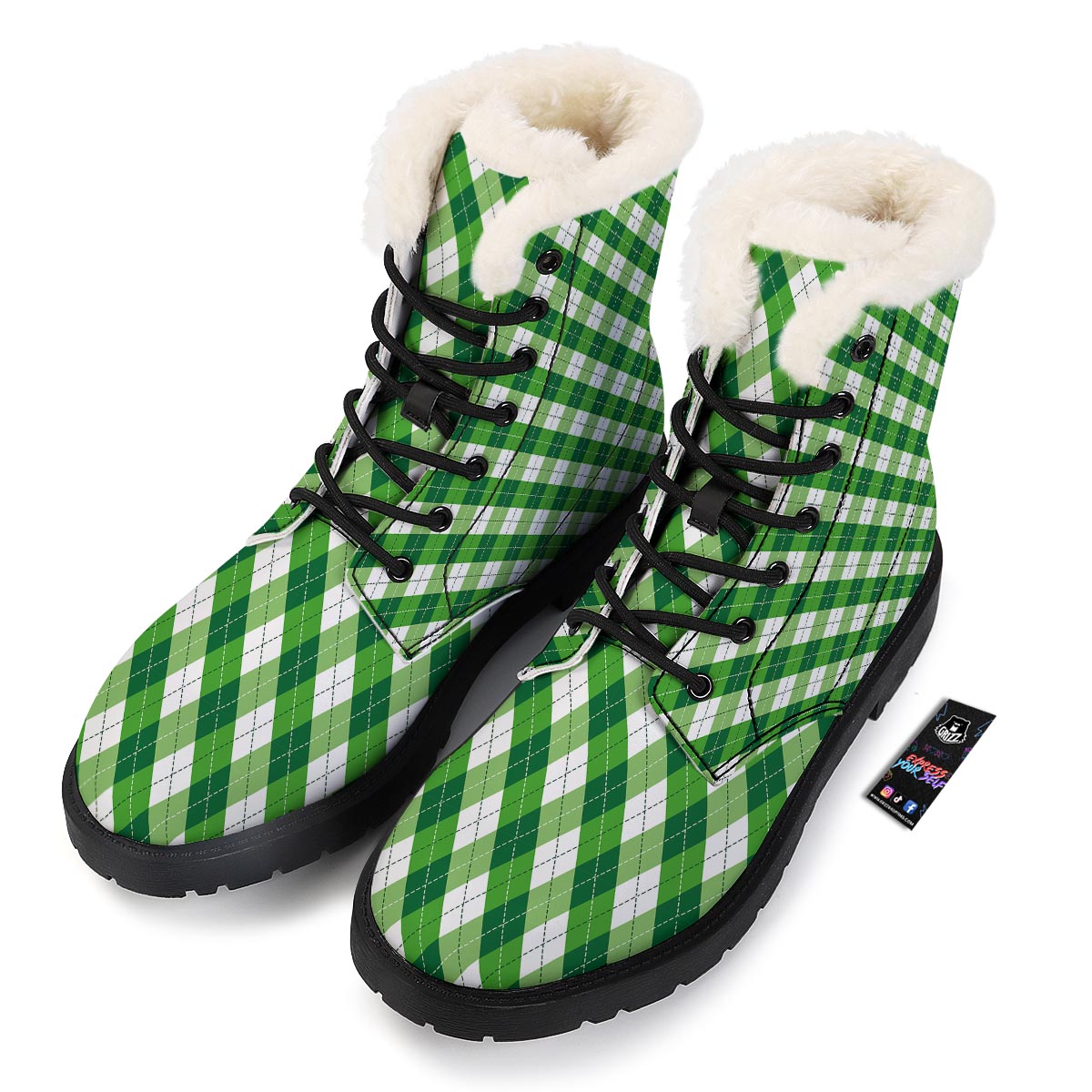 Plaid Saint Patrick's Day Print Pattern Winter Boots-grizzshop