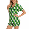 Plaid Saint Patrick's Day Print Pattern Women Silk Pajamas-grizzshop