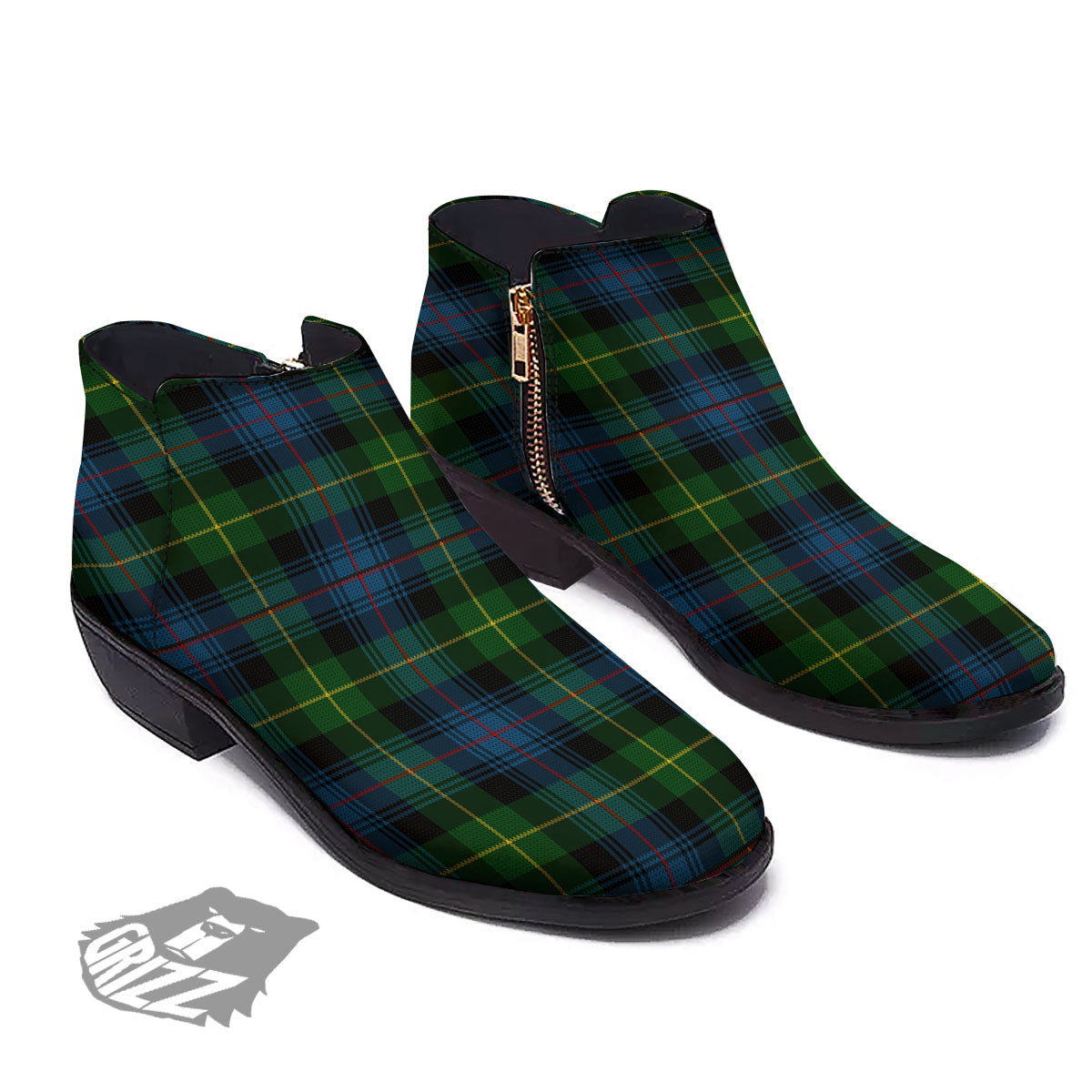 Plaid Scottish Knitted Print Ankle Boots-grizzshop