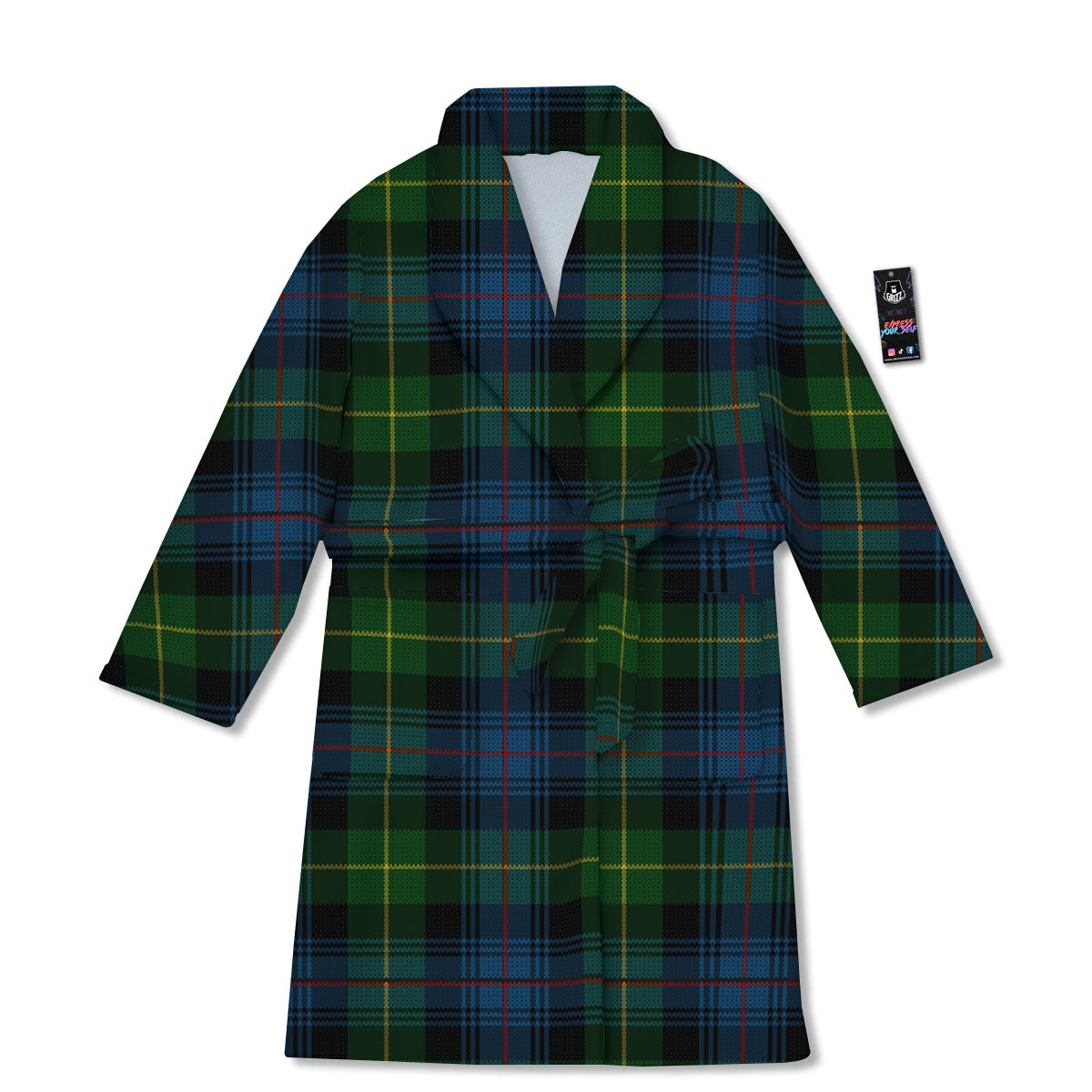 Plaid Scottish Knitted Print Bathrobe-grizzshop