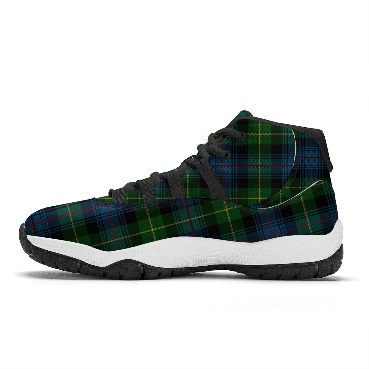 Plaid Scottish Knitted Print Black Bball Shoes-grizzshop