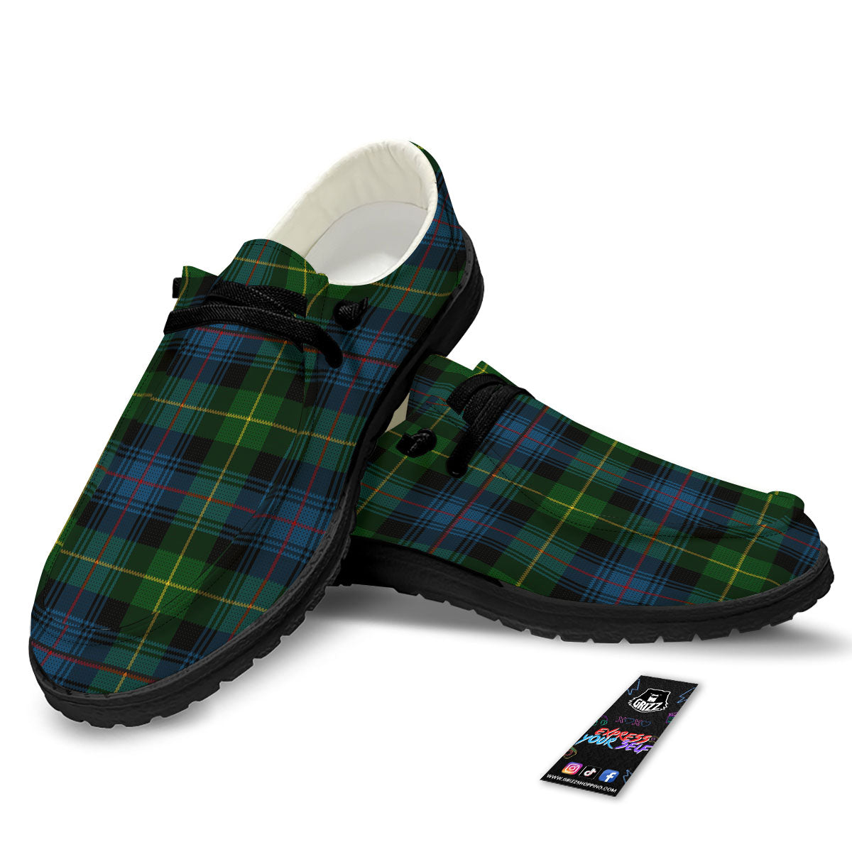 Plaid Scottish Knitted Print Black Loafers-grizzshop